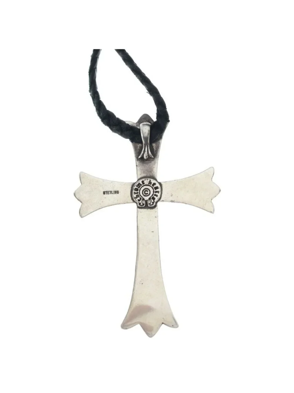 Chrome Hearts CH Crs LG BC Large CH Cross Boro Chip Silver Necklace